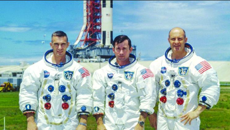 Gen. Tom Stafford, right, is pictured with fellow Apollo 10 crew members Eugene Cernan, left, and John Young. Photo courtesy of NASA